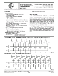 Datasheet IDT54FCT573TPYB manufacturer IDT